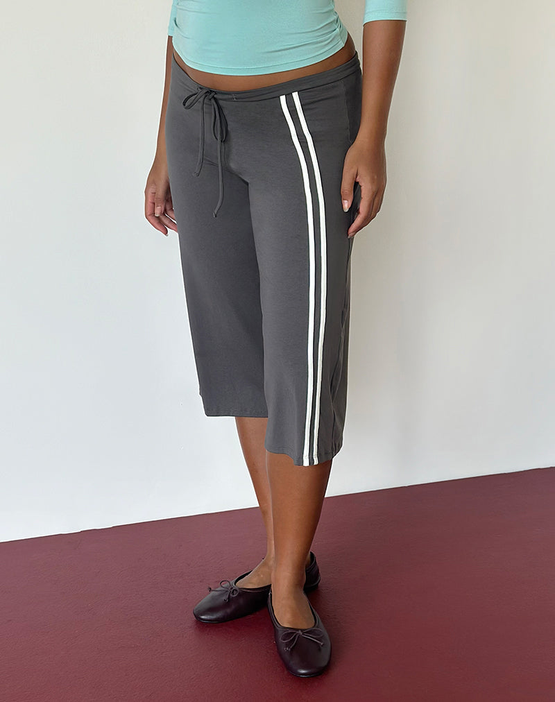 Mino Capri Trouser in Charcoal Grey with Off White Binding