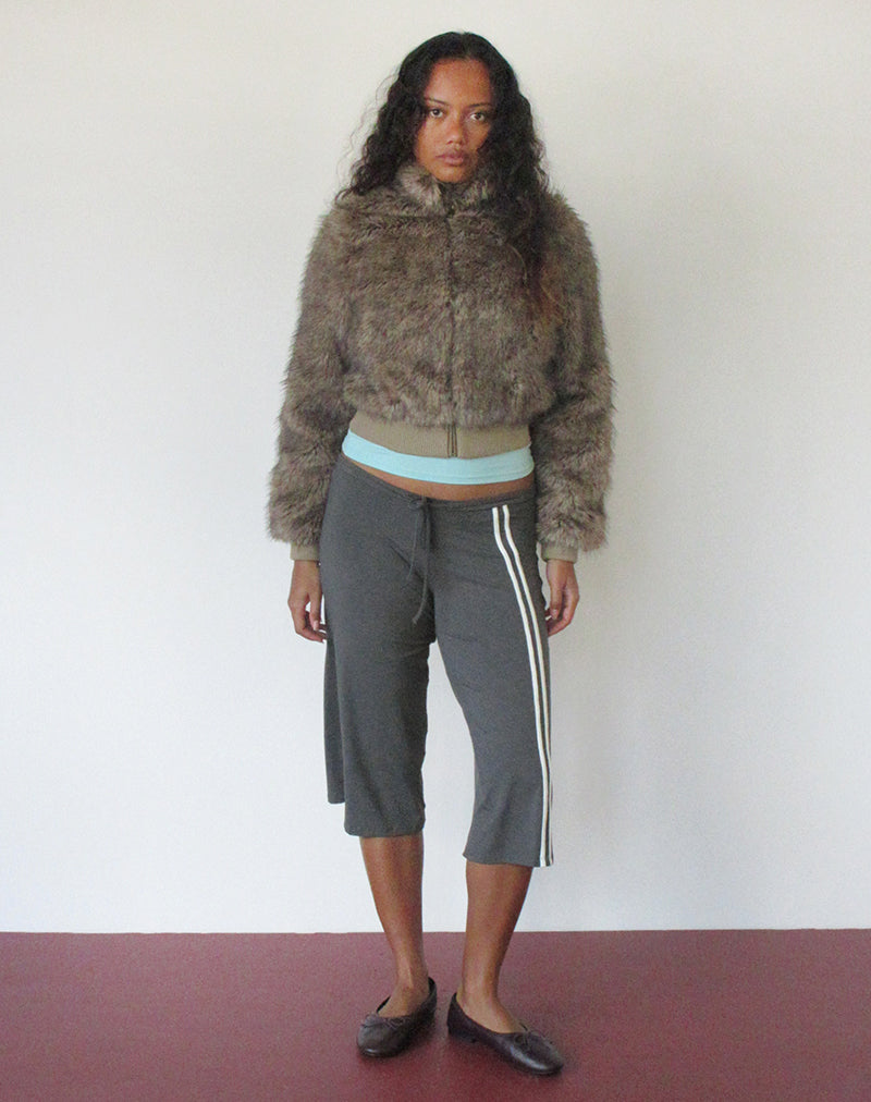 Mino Capri Trouser in Charcoal Grey with Off White Binding