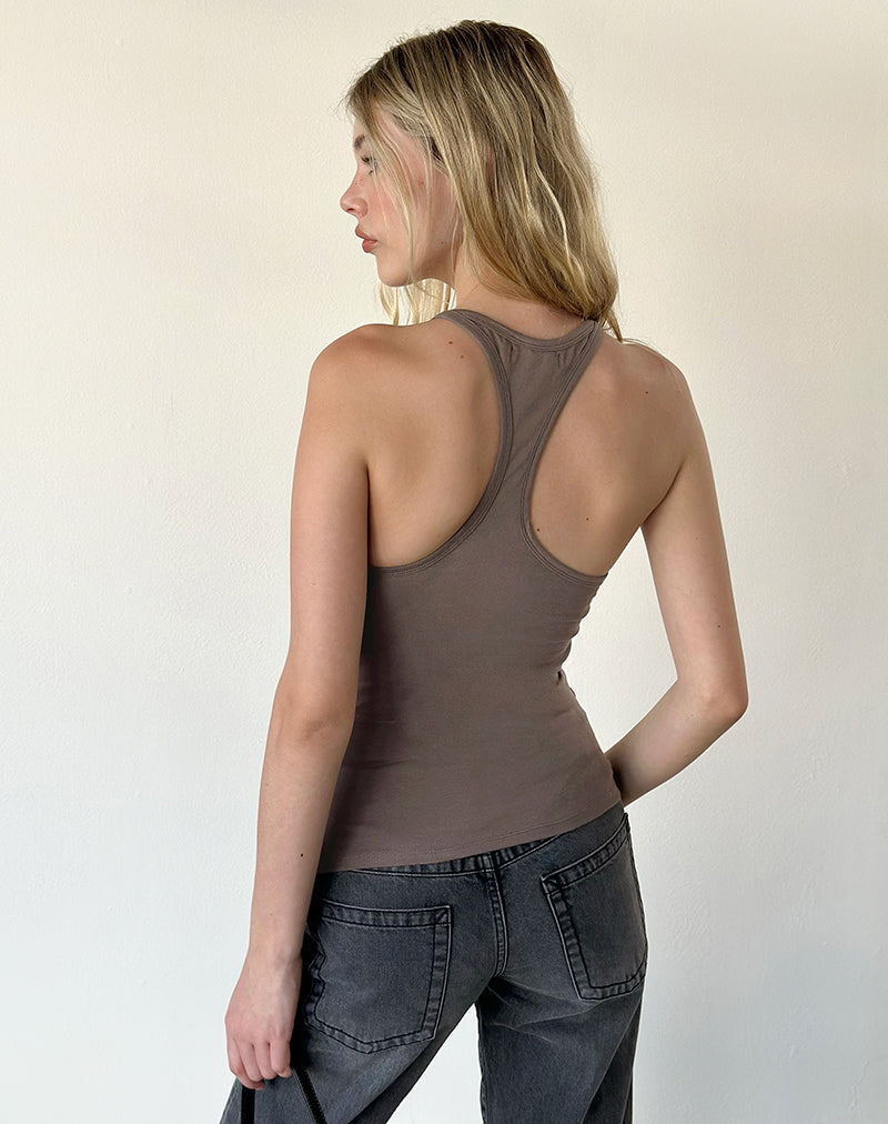 Nemue Plunge Racerback Top in Coffee Quartz