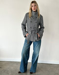 Resari Double Breasted Coat in Tweed Black and White