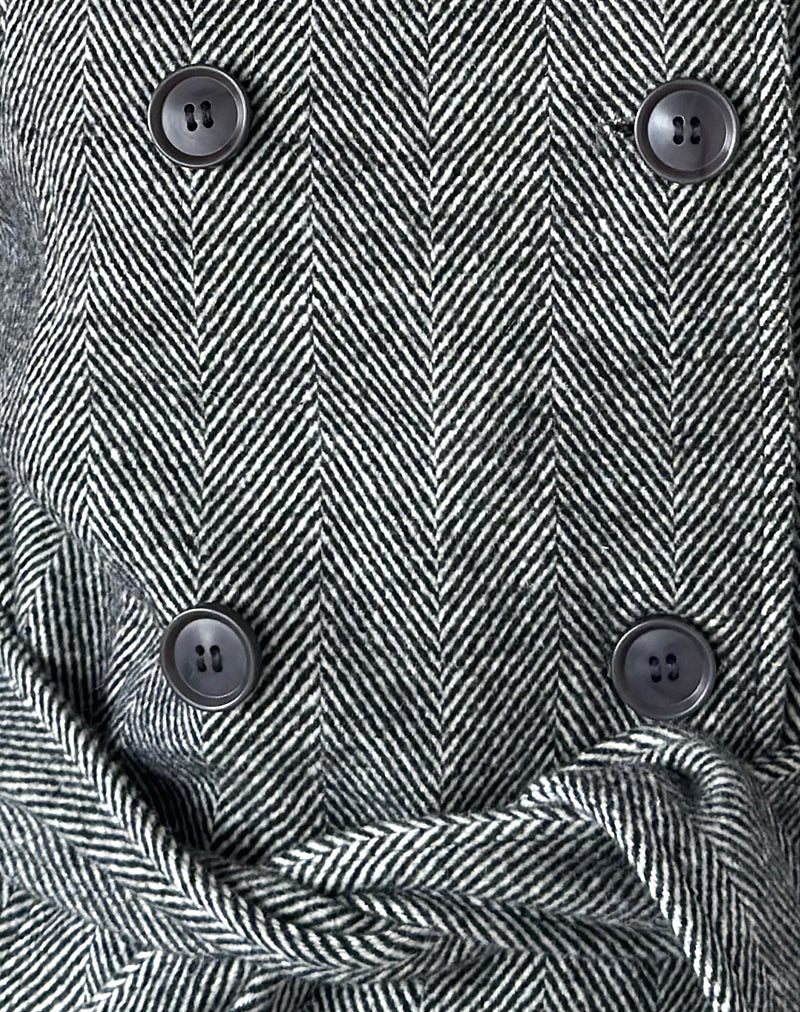 Resari Double Breasted Coat in Tweed Black and White