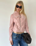 Saku Jacket in PU Dusty Pink with Faux Fur Collar